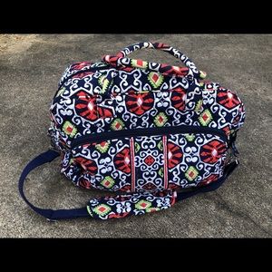 vera bradley orange and navy duffle tote bag